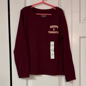 Cat & Jack Maroon 'Happy & Thankful' Long Sleeve Tee